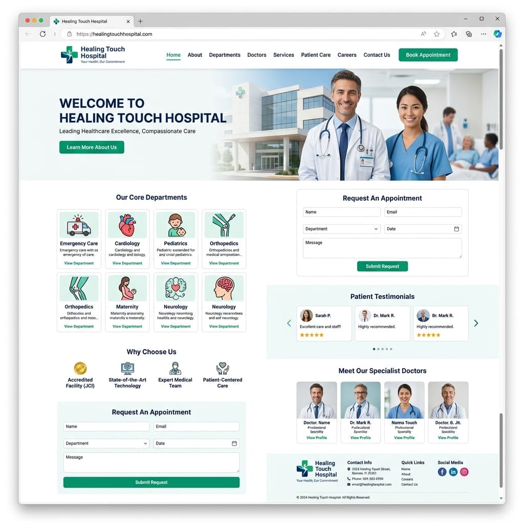 Healing Touch Hospital Portal homepage