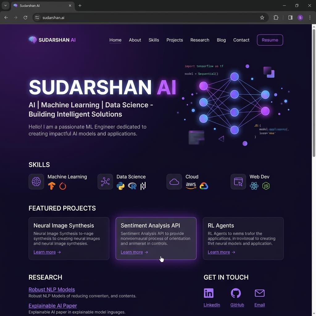 Sudarshan AI & Portfolio Portal homepage